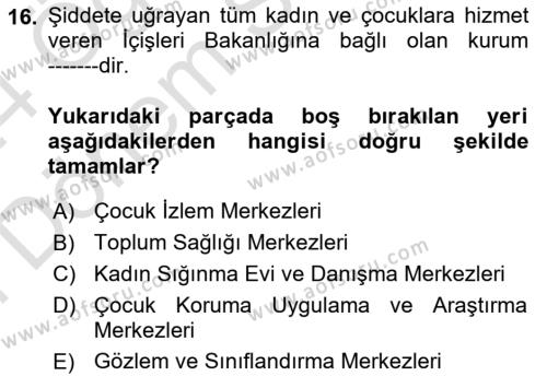 Kurum Uygulamaları Dersi 2023 - 2024 Yılı (Final) Dönem Sonu Sınavı 16. Soru