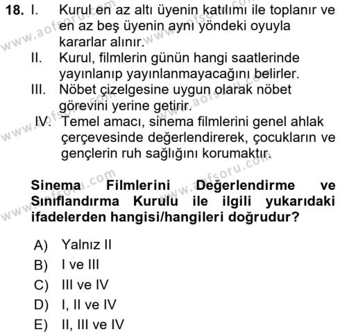 Kurum Uygulamaları Dersi 2023 - 2024 Yılı (Final) Dönem Sonu Sınavı 18. Soru