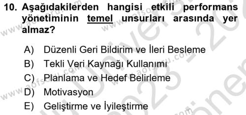 Çağrı Merkezi Yönetimi 1 Dersi 2023 - 2024 Yılı (Final) Dönem Sonu Sınavı 10. Soru