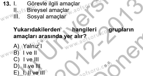 Toplantı Ve Sunu Teknikleri Dersi 2012 - 2013 Yılı (Final) Dönem Sonu Sınavı 13. Soru