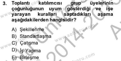 Toplantı Ve Sunu Teknikleri Dersi 2014 - 2015 Yılı (Vize) Ara Sınavı 3. Soru