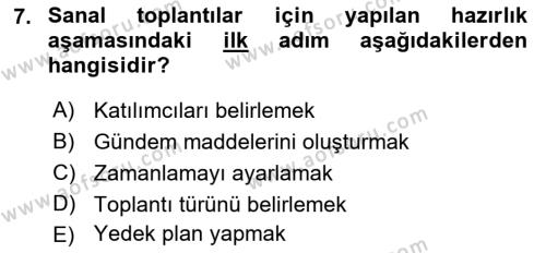 Toplantı Ve Sunu Teknikleri Dersi 2018 - 2019 Yılı 3 Ders Sınavı 7. Soru