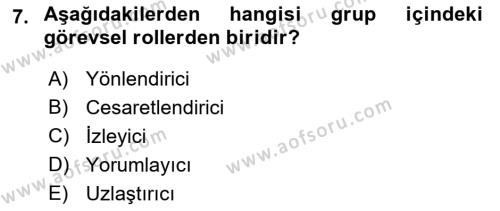 Toplantı Ve Sunu Teknikleri Dersi 2018 - 2019 Yılı (Final) Dönem Sonu Sınavı 7. Soru