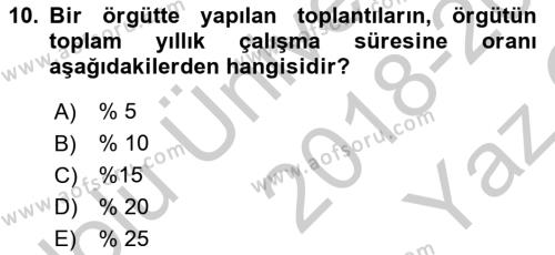 Toplantı Ve Sunu Teknikleri Dersi 2018 - 2019 Yılı Yaz Okulu Sınavı 10. Soru