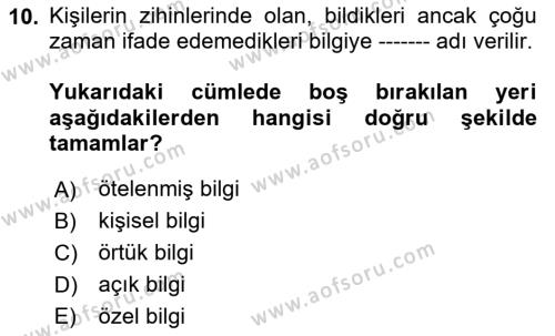 Toplantı Ve Sunu Teknikleri Dersi 2020 - 2021 Yılı Yaz Okulu Sınavı 10. Soru