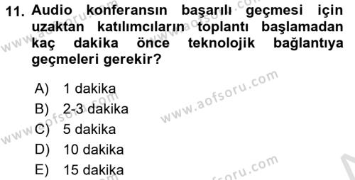 Toplantı Ve Sunu Teknikleri Dersi 2020 - 2021 Yılı Yaz Okulu Sınavı 11. Soru