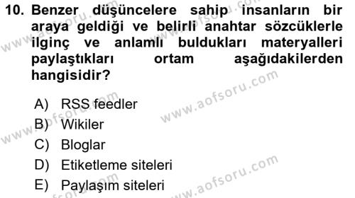 Toplantı Ve Sunu Teknikleri Dersi 2021 - 2022 Yılı Yaz Okulu Sınavı 10. Soru