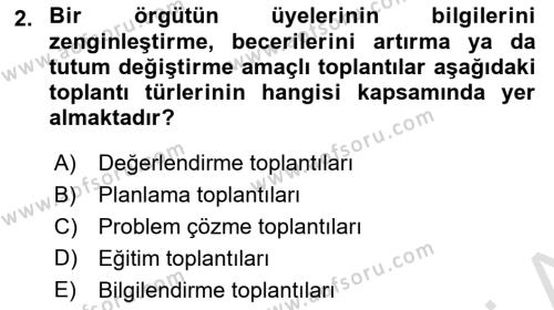 Toplantı Ve Sunu Teknikleri Dersi 2022 - 2023 Yılı Yaz Okulu Sınavı 2. Soru