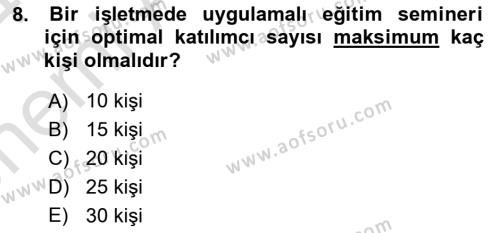 Toplantı Ve Sunu Teknikleri Dersi 2023 - 2024 Yılı (Vize) Ara Sınavı 8. Soru