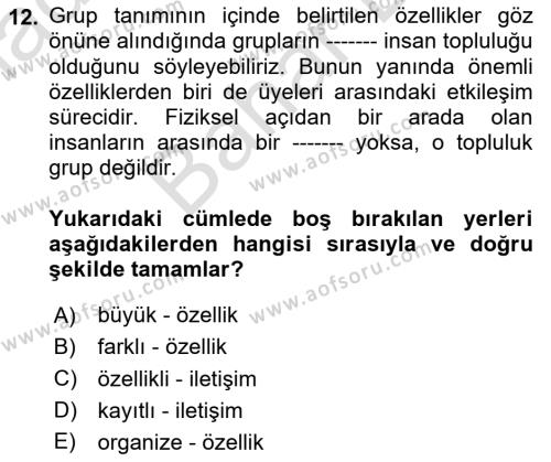 Toplantı Ve Sunu Teknikleri Dersi 2023 - 2024 Yılı (Final) Dönem Sonu Sınavı 12. Soru