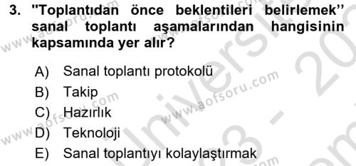 Toplantı Ve Sunu Teknikleri Dersi 2023 - 2024 Yılı (Final) Dönem Sonu Sınavı 3. Soru