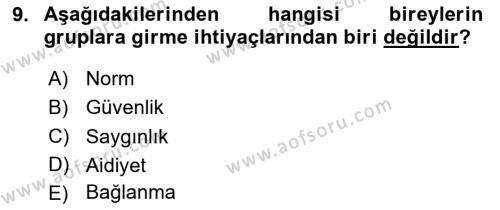 Toplantı Ve Sunu Teknikleri Dersi 2023 - 2024 Yılı (Final) Dönem Sonu Sınavı 9. Soru