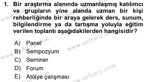 Toplantı Ve Sunu Teknikleri Dersi 2023 - 2024 Yılı Yaz Okulu Sınavı 1. Soru