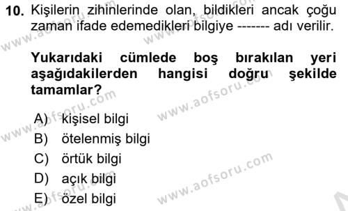 Toplantı Ve Sunu Teknikleri Dersi 2023 - 2024 Yılı Yaz Okulu Sınavı 10. Soru