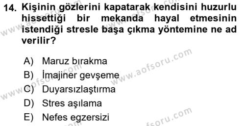 Çatışma ve Stres Yönetimi 2 Dersi 2021 - 2022 Yılı (Final) Dönem Sonu Sınavı 14. Soru