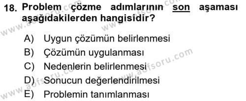 Çağrı Merkezinde Hizmet Dersi 2021 - 2022 Yılı (Final) Dönem Sonu Sınavı 18. Soru