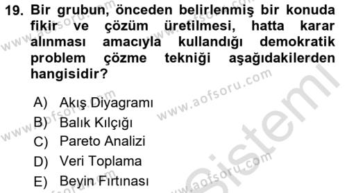 Çağrı Merkezinde Hizmet Dersi 2021 - 2022 Yılı (Final) Dönem Sonu Sınavı 19. Soru