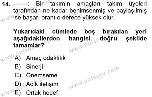 Çağrı Merkezinde Hizmet Dersi 2022 - 2023 Yılı (Vize) Ara Sınavı 14. Soru