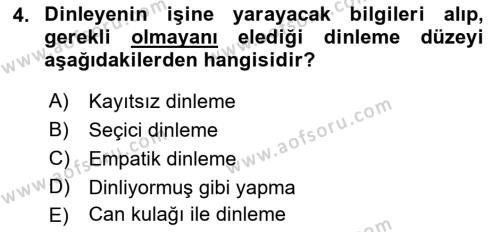 Çağrı Merkezinde Hizmet Dersi 2022 - 2023 Yılı (Vize) Ara Sınavı 4. Soru