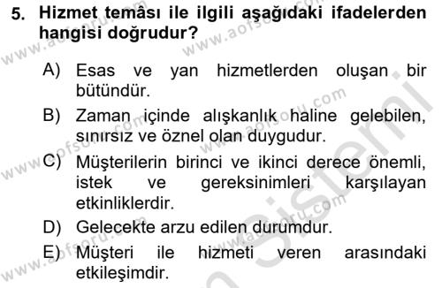 Çağrı Merkezinde Hizmet Dersi 2022 - 2023 Yılı (Vize) Ara Sınavı 5. Soru