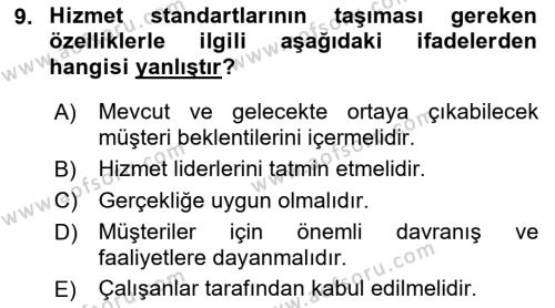 Çağrı Merkezinde Hizmet Dersi 2022 - 2023 Yılı (Vize) Ara Sınavı 9. Soru