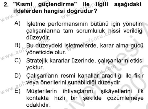 Çağrı Merkezinde Hizmet Dersi 2022 - 2023 Yılı Yaz Okulu Sınavı 2. Soru