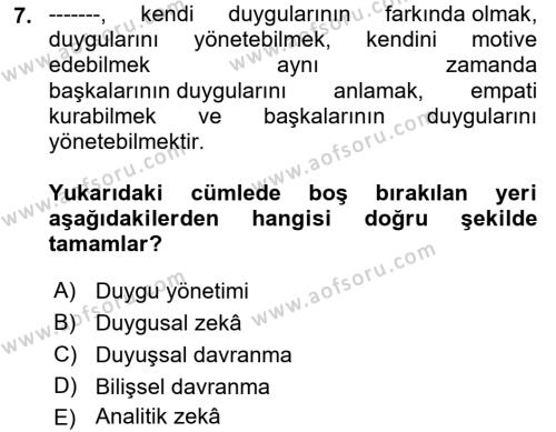 Çağrı Merkezinde Hizmet Dersi 2022 - 2023 Yılı Yaz Okulu Sınavı 7. Soru