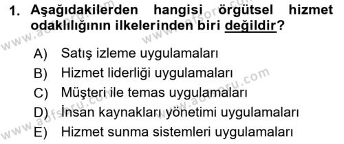 Çağrı Merkezinde Hizmet Dersi 2023 - 2024 Yılı (Vize) Ara Sınavı 1. Soru