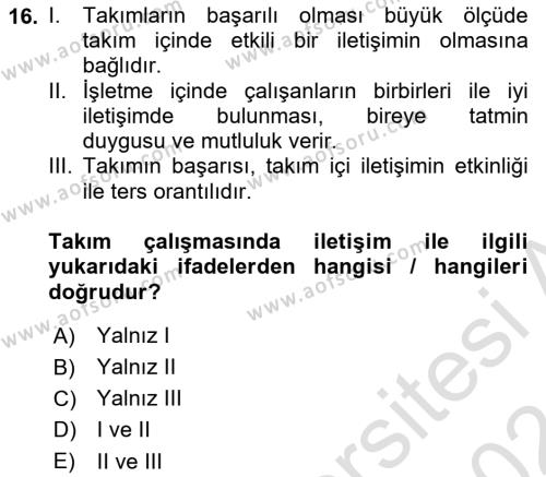 Çağrı Merkezinde Hizmet Dersi 2023 - 2024 Yılı (Vize) Ara Sınavı 16. Soru