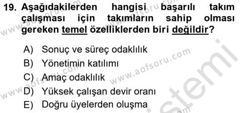 Çağrı Merkezinde Hizmet Dersi 2023 - 2024 Yılı (Vize) Ara Sınavı 19. Soru