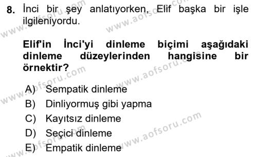 Çağrı Merkezinde Hizmet Dersi 2023 - 2024 Yılı (Vize) Ara Sınavı 8. Soru