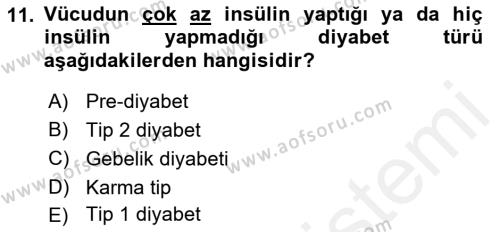 Bakıma Gereksinimi Olan Engelli Bireyler 1 Dersi 2018 - 2019 Yılı (Final) Dönem Sonu Sınavı 11. Soru