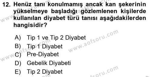 Bakıma Gereksinimi Olan Engelli Bireyler 1 Dersi 2018 - 2019 Yılı Yaz Okulu Sınavı 12. Soru