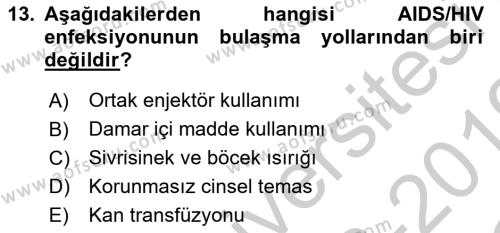 Bakıma Gereksinimi Olan Engelli Bireyler 1 Dersi 2018 - 2019 Yılı Yaz Okulu Sınavı 13. Soru