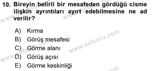 Bakıma Gereksinimi Olan Engelli Bireyler 1 Dersi 2019 - 2020 Yılı (Final) Dönem Sonu Sınavı 10. Soru