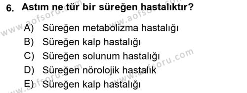 Bakıma Gereksinimi Olan Engelli Bireyler 1 Dersi 2019 - 2020 Yılı (Final) Dönem Sonu Sınavı 6. Soru