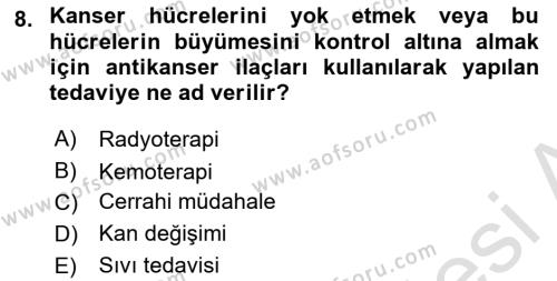 Bakıma Gereksinimi Olan Engelli Bireyler 1 Dersi 2019 - 2020 Yılı (Final) Dönem Sonu Sınavı 8. Soru