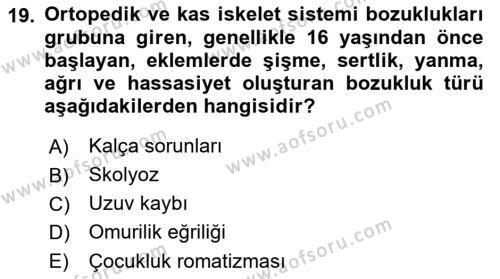 Bakıma Gereksinimi Olan Engelli Bireyler 1 Dersi 2021 - 2022 Yılı (Final) Dönem Sonu Sınavı 19. Soru