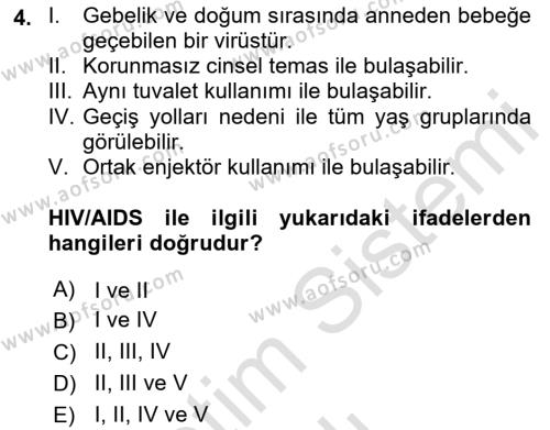 Bakıma Gereksinimi Olan Engelli Bireyler 1 Dersi 2021 - 2022 Yılı Yaz Okulu Sınavı 4. Soru