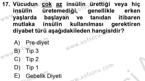 Bakıma Gereksinimi Olan Engelli Bireyler 1 Dersi 2022 - 2023 Yılı (Final) Dönem Sonu Sınavı 17. Soru