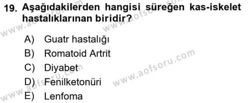 Bakıma Gereksinimi Olan Engelli Bireyler 1 Dersi 2022 - 2023 Yılı (Final) Dönem Sonu Sınavı 19. Soru