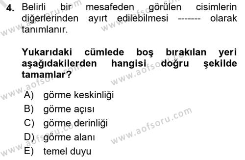 Bakıma Gereksinimi Olan Engelli Bireyler 1 Dersi 2022 - 2023 Yılı (Final) Dönem Sonu Sınavı 4. Soru