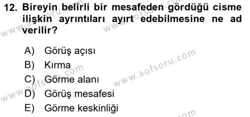 Bakıma Gereksinimi Olan Engelli Bireyler 1 Dersi 2022 - 2023 Yılı Yaz Okulu Sınavı 12. Soru