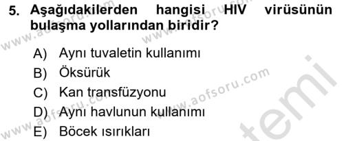 Bakıma Gereksinimi Olan Engelli Bireyler 1 Dersi 2022 - 2023 Yılı Yaz Okulu Sınavı 5. Soru