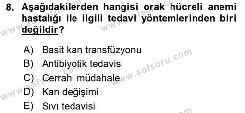 Bakıma Gereksinimi Olan Engelli Bireyler 1 Dersi 2022 - 2023 Yılı Yaz Okulu Sınavı 8. Soru