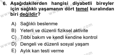 Bakıma Gereksinimi Olan Engelli Bireyler 1 Dersi 2023 - 2024 Yılı (Final) Dönem Sonu Sınavı 6. Soru