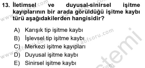 Bakıma Gereksinimi Olan Engelli Bireyler 1 Dersi 2024 - 2025 Yılı (Vize) Ara Sınavı 13. Soru