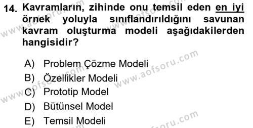 İnsan ve Davranış Dersi 2018 - 2019 Yılı 3 Ders Sınavı 14. Soru