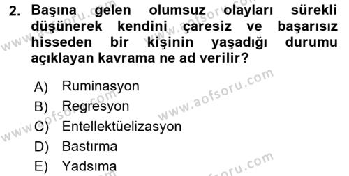 İnsan ve Davranış Dersi 2019 - 2020 Yılı (Final) Dönem Sonu Sınavı 2. Soru