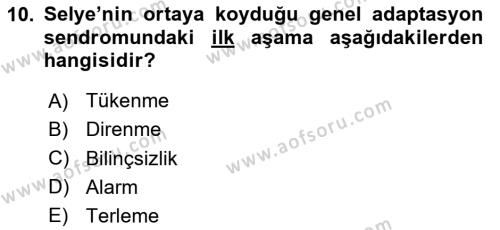 İnsan ve Davranış Dersi 2020 - 2021 Yılı Yaz Okulu Sınavı 10. Soru